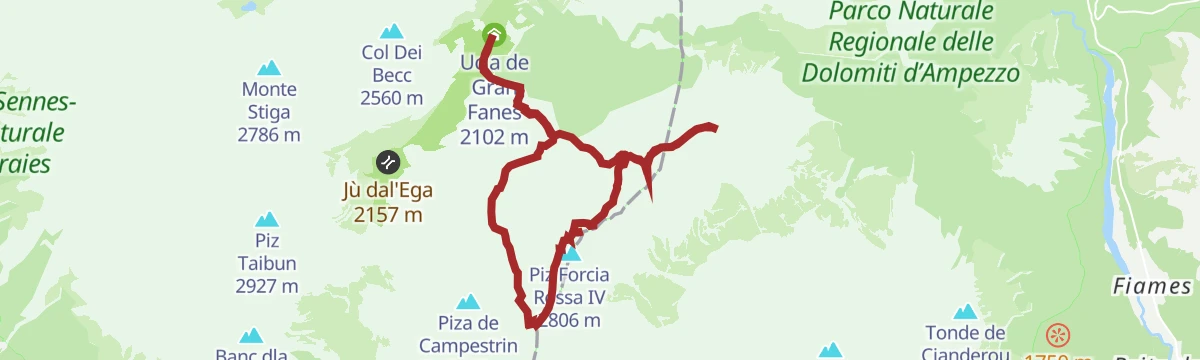 Route map: Via ferrata tour: VIA DELLA PACE (the peace trail)